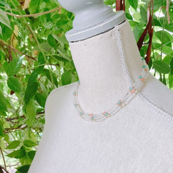 VTG 1960s Mid Century Necklace Multi Strand Pastel Beaded - Picture 10 of 11